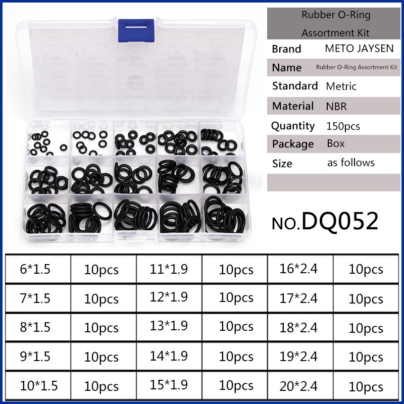 Juntas tóricas de sellado NBR de 6mm-20mm CS1.5mm, 225mm, 1,9mm, reemplazos duraderos de juntas Arandela de goma, 15 tamaños, DQ003, 2,4 unids/set PCP DIY: DQ052x1