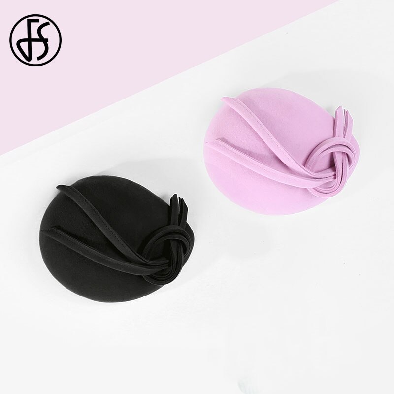FS fascinateur – chapeau de mariage pour femmes, rose, violet, , avec nœud papillon, en feutre de laine noir, chapeaux Fedora, casquette en feutre d'église, chapeau Derby