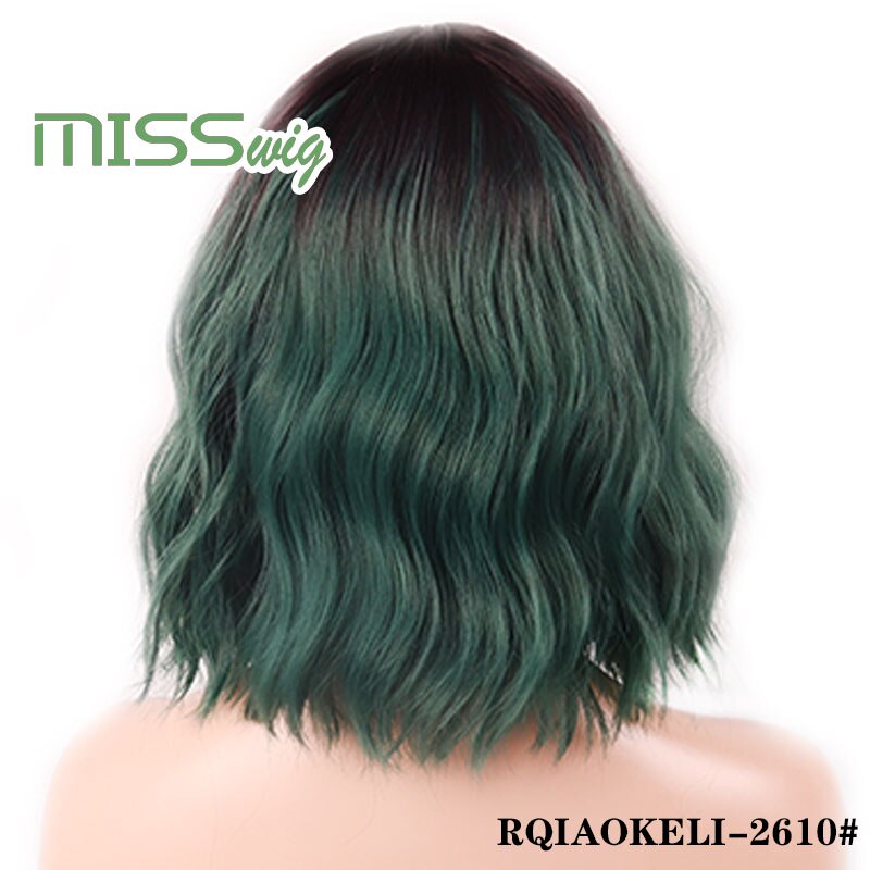 MISS perruque court vague d'eau cheveux synthétiques 16 couleurs disponibles perruque pour femmes fibre résistante à la chaleur quotidien faux cheveux: T1B/4/30