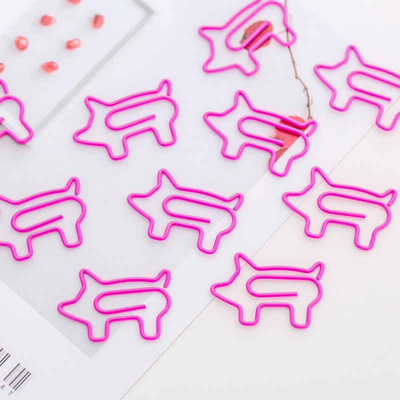 10 stk sød kawaii dyr lyserød gris form klip pige studerende papirclips bogmærke skole kontorartikler papirvarer