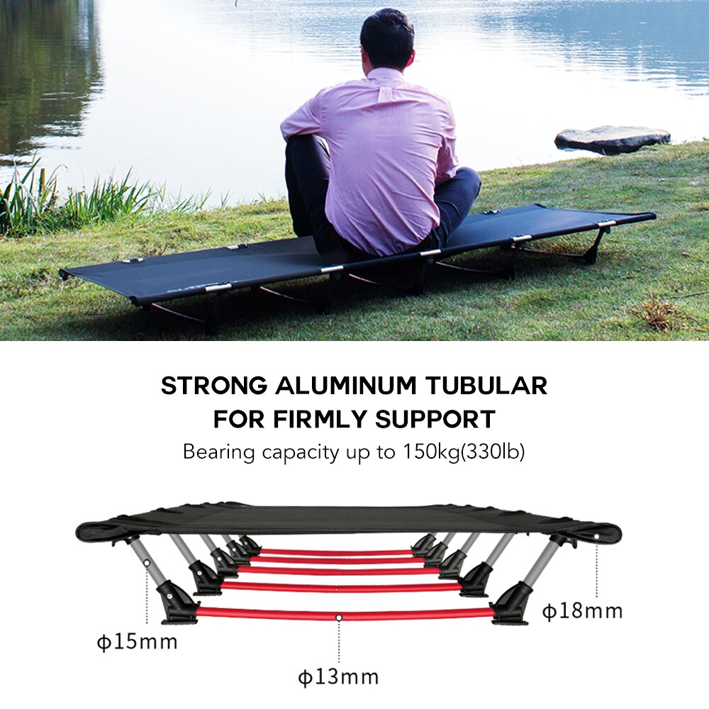 Portable Foldable Camping Cot Single Person Folding Bed 330LB Bearing Weight Compact for Hiking Backpacking Picnic Camping