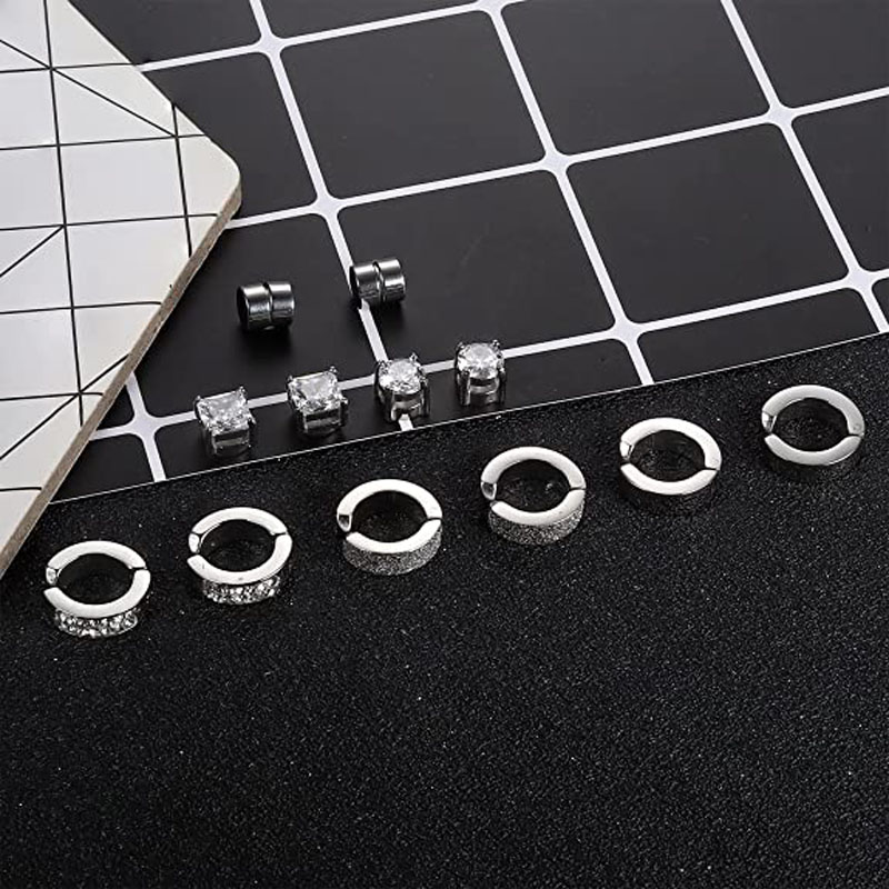 1 Paar/6 Paar magnetische Ohrstecker aus Edelstahl für Männer und Frauen, Creolen zum Anklipsen, CZ, nicht durchdringender Stahl für alle Altersgruppen