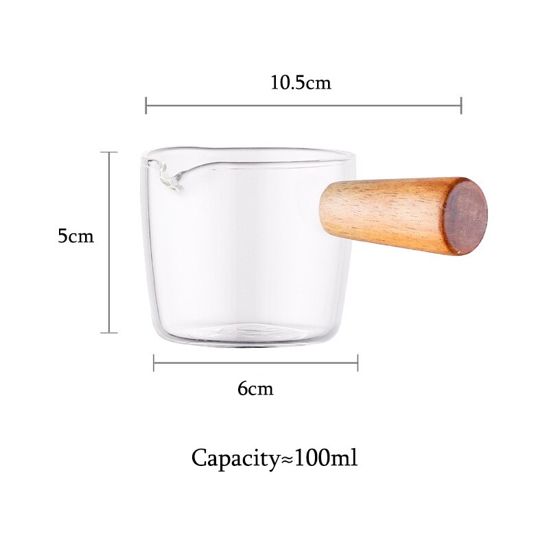 Houten Handvat Glas Melk Pan Pot Kleine Kookgerei Non Stick Mini Steelpan Boter Warmer Voor Verwarming Sauzen Jus Boter Melk: 100ml