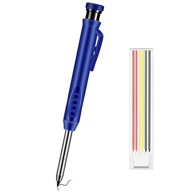 Solid Carpenter Pencil Set Leads Built-in Sharpener Deep Hole Mechanical Marker Marking Pen Tool: Dark Voilet
