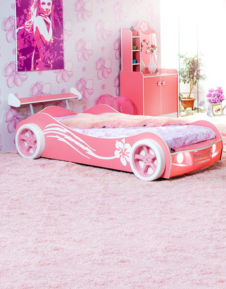 Roze Auto Bed Slaapkamer Voor Kinderen Meisje Fotografie Achtergronden Photo Props Studio Achtergrond 5x7ft