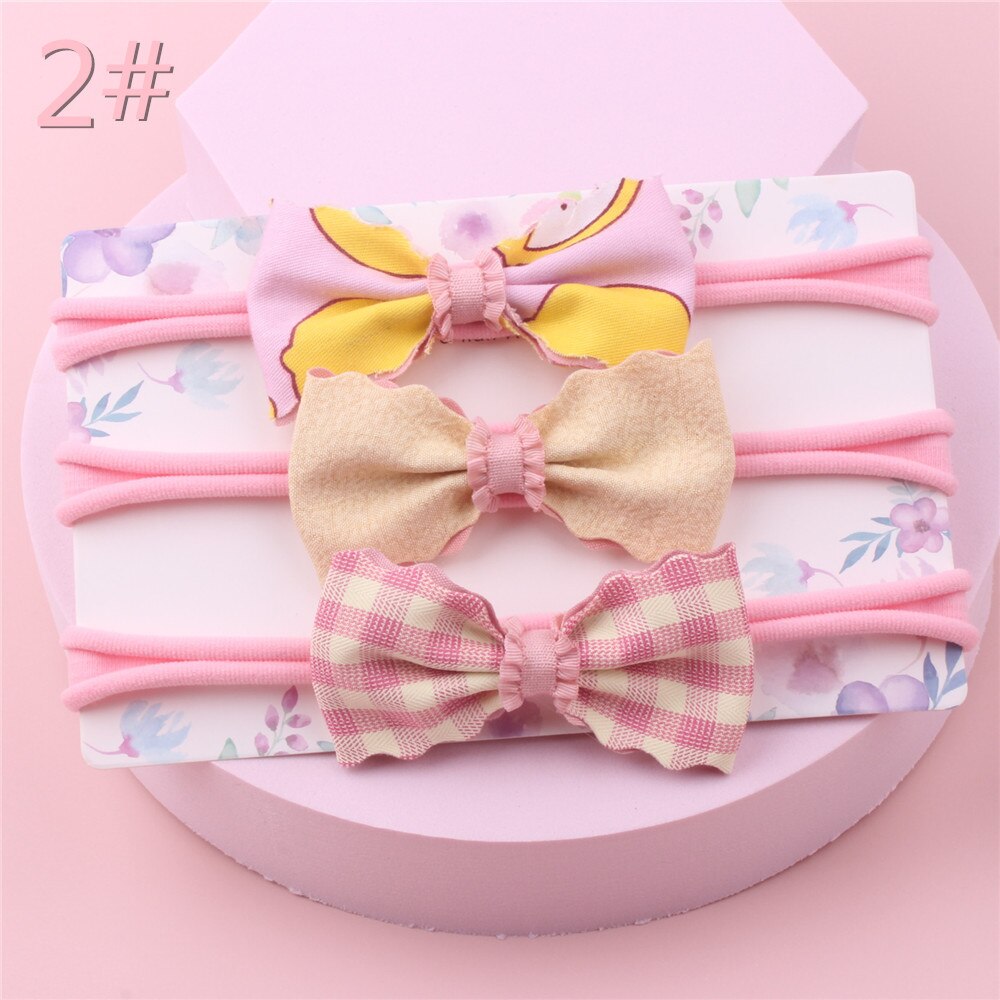 3 unids/set nuevos niños bebé niña arco elástico banda pelo bebé de un año de edad venda del bebé diadema para foto: 2