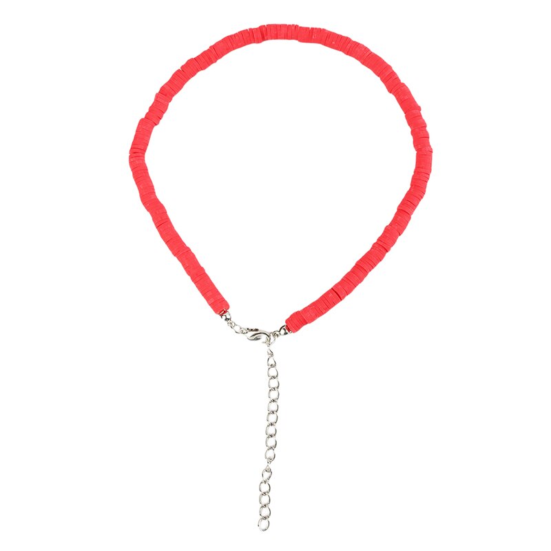 Boho Bunte Halsband Halskette Schmuck Handgemachte Polymer Ton Halskette Frauen Strand Schmuck: rot