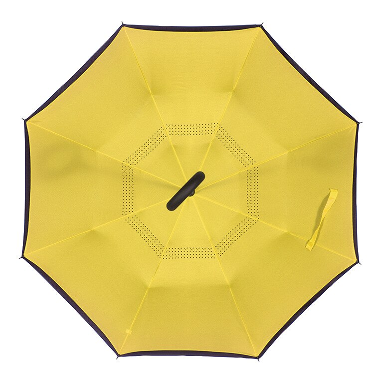 Vindtæt omvendt foldning dobbeltlag omvendt paraply selvstående regnbeskyttelse c-krog hænder til bil: Hvid