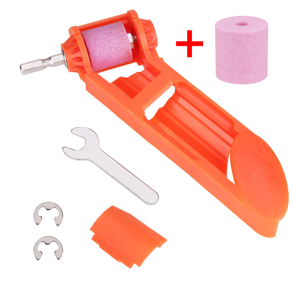 1 Set corindón de rueda afilador de brocas para taladro de herramienta de poder portátil afilador de brocas para taladro de 2-12,5mm giro broca de taladro amoladora: Yellow and 2 stone