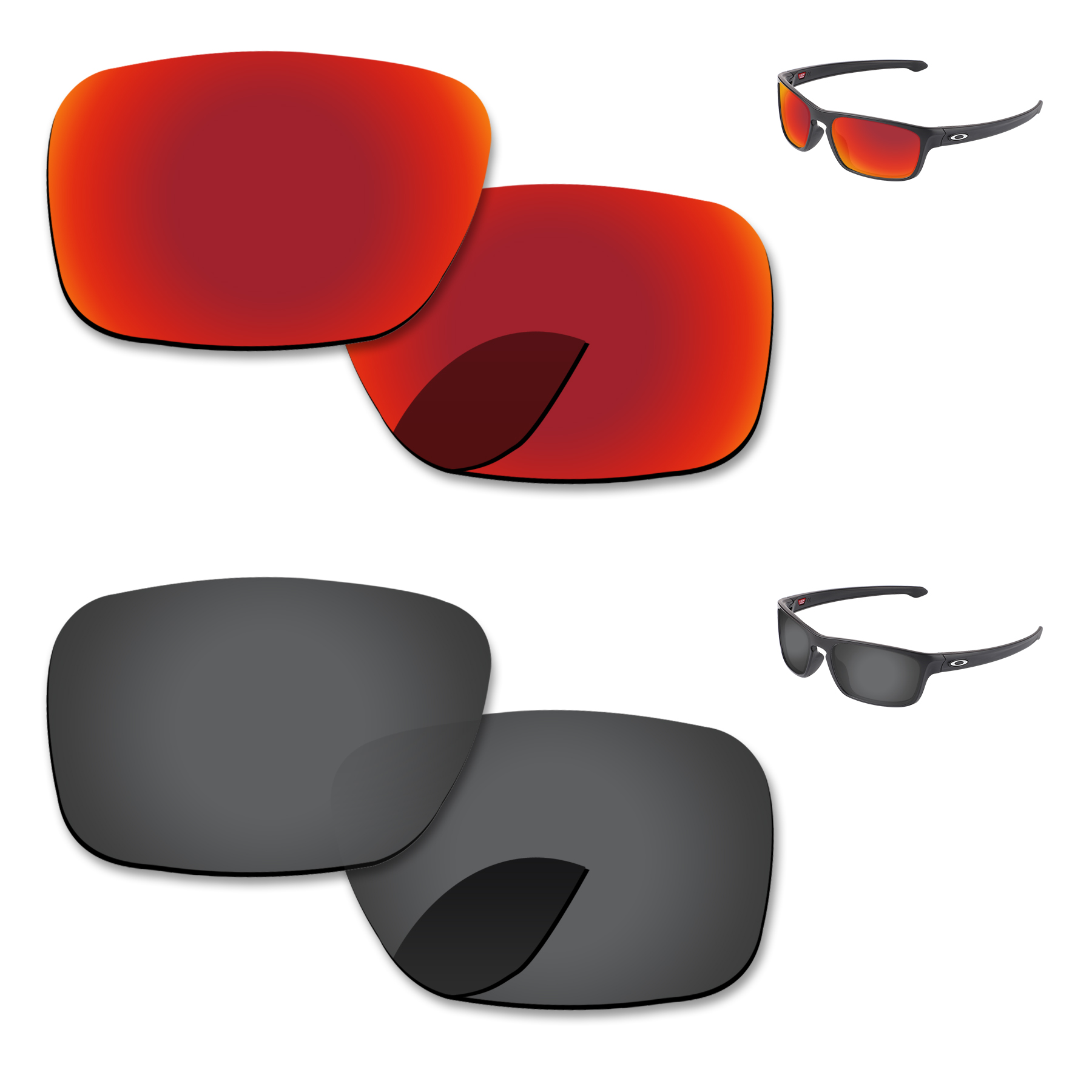 Alphax Ersatz Linsen für-Oakley Splitter Stealth OO9408 Sonnenbrille Polarisierte-Mehrere Optionen: 2 Pairs-Black-Red