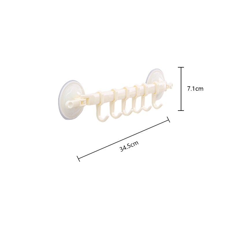 Wall-mounted Kitchen Hooks Suction Cup 6 Hooks Strong Adhesive Hook Bathroom Corner Nail-free Seamless Rack Hanger Hook Shelves: 4