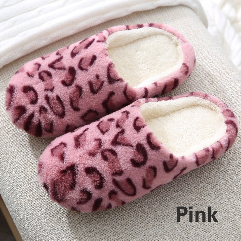 Mannen Vrouwen Zachte Bodem Thuis Slippers Luipaard Print Indoor Floor Slippers Antislip Schoen Voor Slaapkamer Huis Slippers Warme schoenen: pink / 42-43