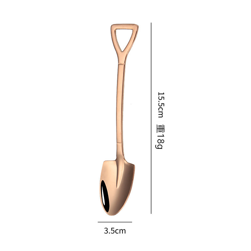 Engineer Ice Cream Square Shovel Cake Spoon Retro Shovel Coffee Spoon Stainless Steel Dessert Spoon Watermelon Spoon: type1 rose gold
