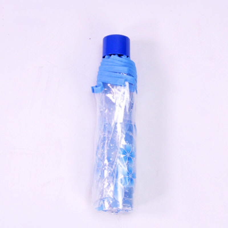 Parapluie romantique Transparent | Parapluie en fleurs de cerisier à trois plis pour femme, parapluie de cerise japonais coréen pour femme, parapluie d'art frais: blue