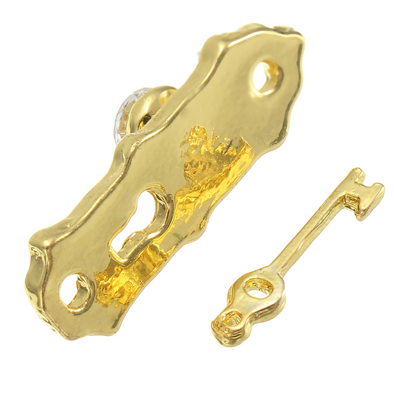 1:12 Miniatuur Gouden Deur Ring Lock Deur Set Lichtmetalen Retro Huis Miniatuur Deurslot Poppenhuis Meubels Accessoires Voor Pop ho