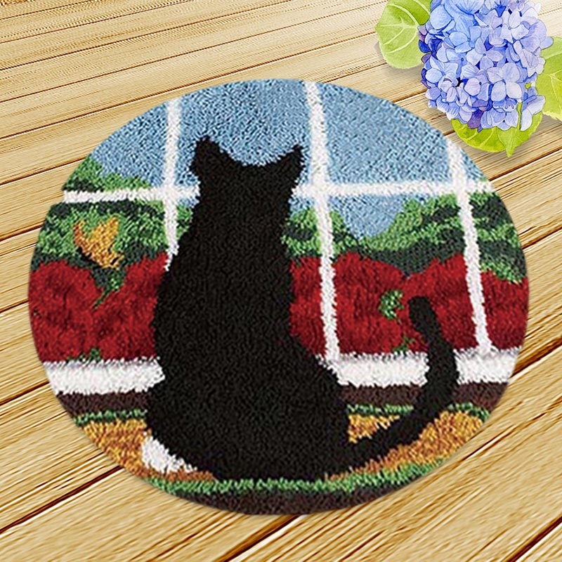Chats mignons kits de point de croix loquet crochet tapis kits broderie escalier tapis tapis point fils tapis broderie fil pour tricoter