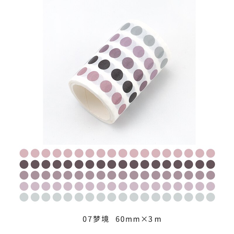 60mm*3m farverige prikker brede maskeringstape gør-det-selv scrapbog dagbog dagbog notesbog klæbende dekorative washi tape klistermærke ruller: 7