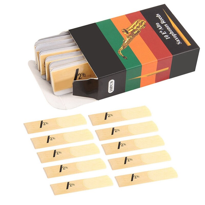 10Pcs Alto Saxophone Sax Reeds Classic Alto Reed For Riyin Saxophone 2.5 Strength 2 1/2 Music Xmas Musical Instruments