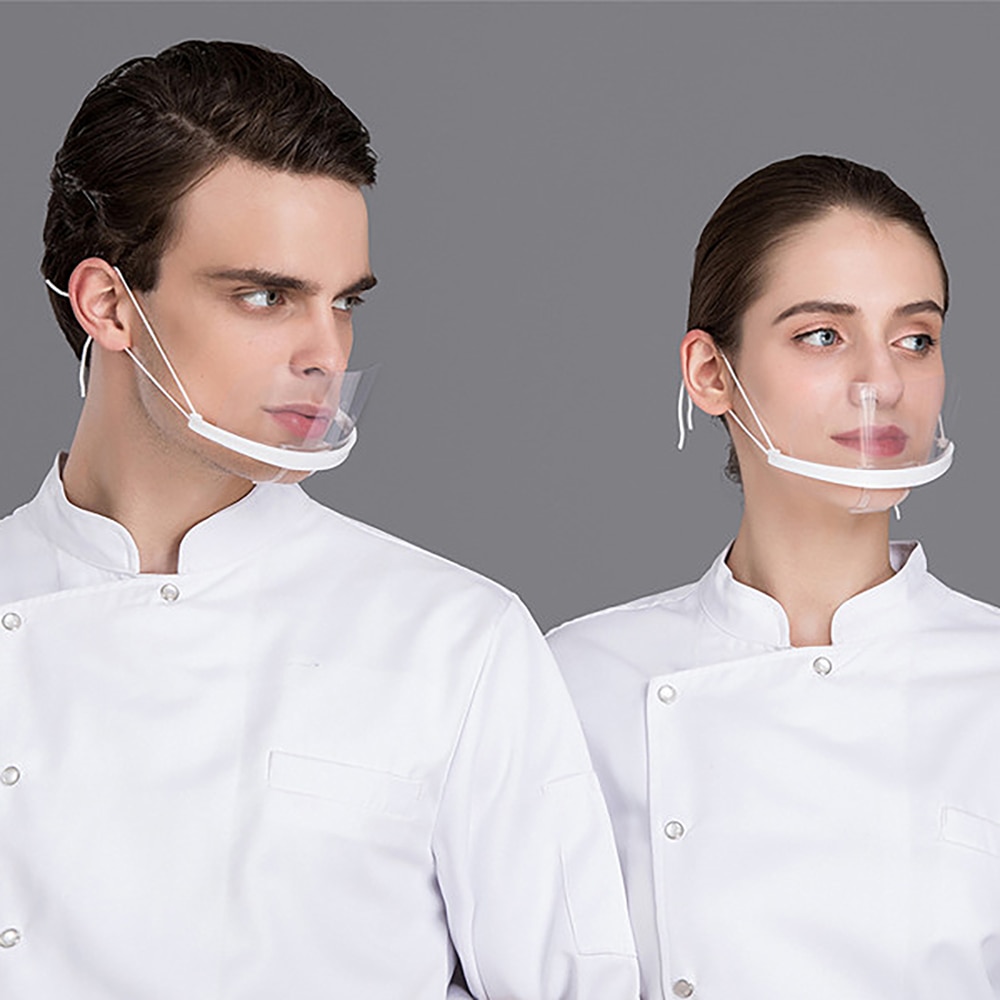 20Pcs Gezondheidszorg Tool Transparante Maskers Permanente Anti Fog Catering Voedsel Hotel Plastic Keuken Restaurant Maskers