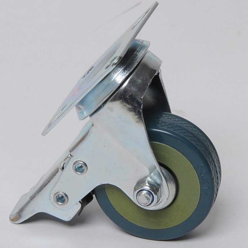 4Pcs Set Heavy Duty 50X17mm PVC Swivel Castor Wheels Trolley Caster Brake Model:4 with Brake HL-5