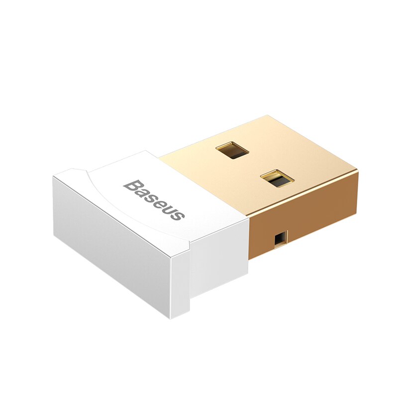 Baseus adaptador Bluetooth USB Dongle para computadora PC Mouse teclado Aux Bluetooth 4,0 de 4,2 de 5,0 receptor de música altavoz transmisor: White