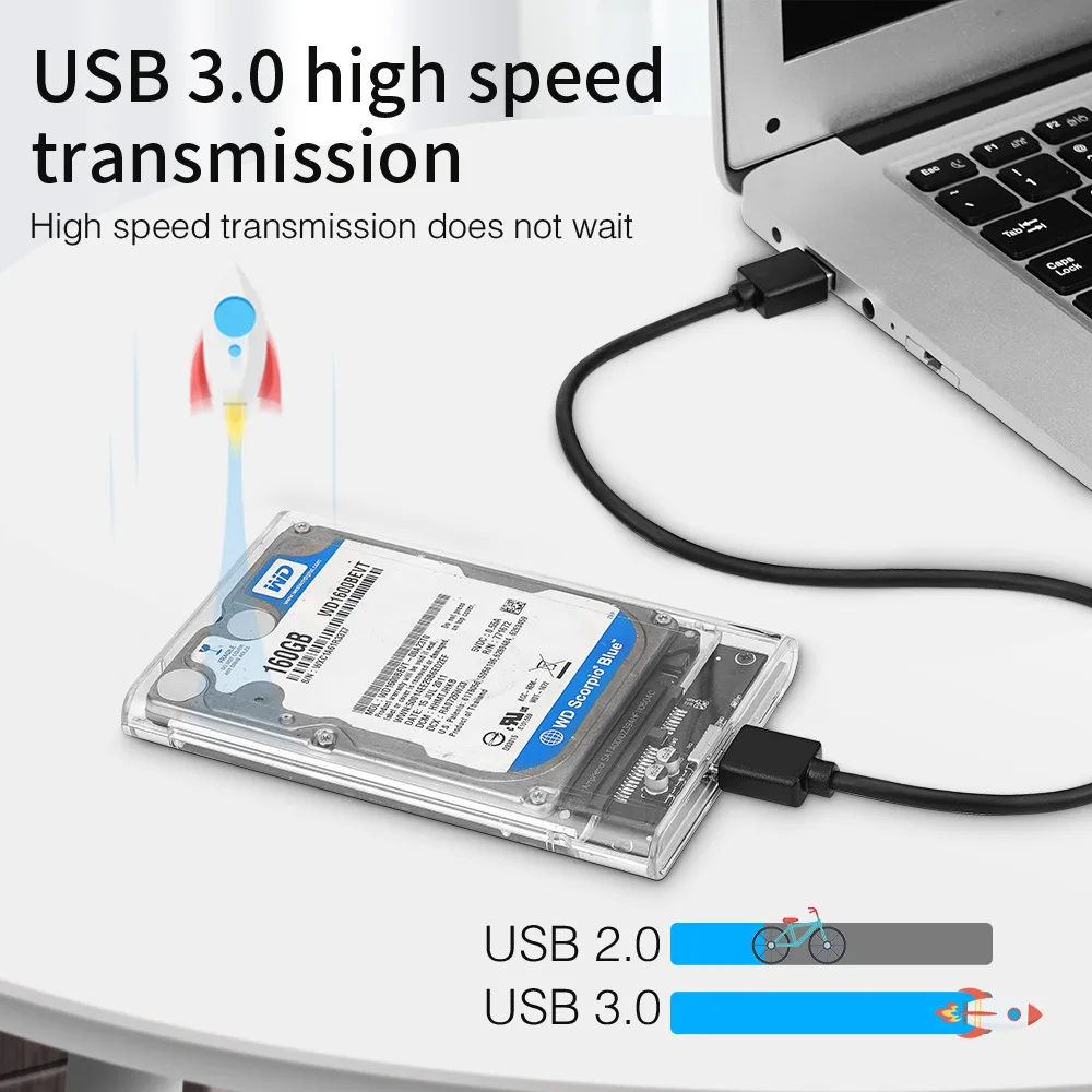 USB 3.0/Typ C HDD-Gehäbenutzen 2,5 Zoll SATA SSD Externes Festplattengehäbenutzen mit 5 Gbit/s Übertragungsgeschwindigkeit Klare Festplattenboxen ohne Werkzeug