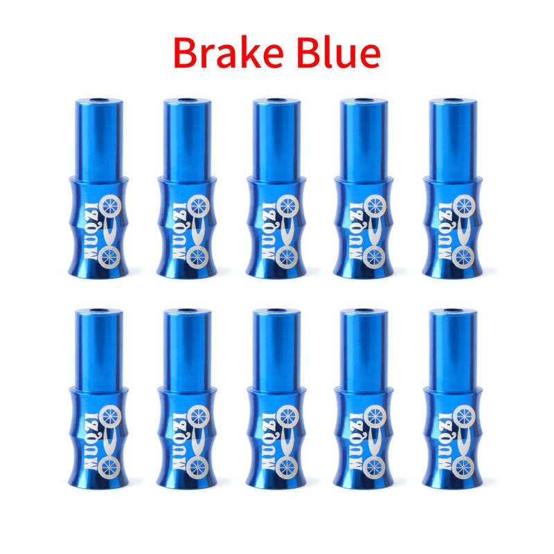 Muqzi 10 Stuks Kabel Cap Fiets Brake Cable End Cap Shift Draad End Cap 4Mm 5Mm Aluminium mountain Road Fiets Behuizing Onderdelen: Blue Brake