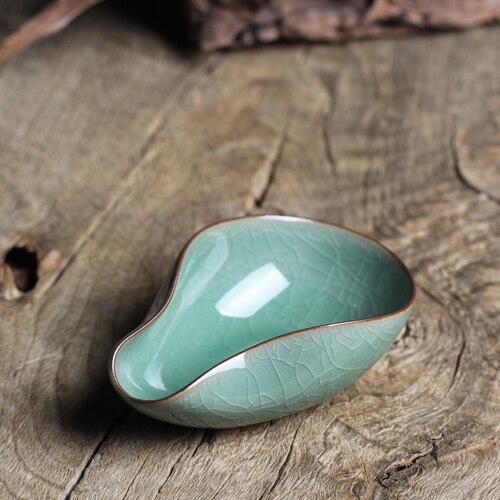 Keramisk te sæt tilbehør pro-rim celadon te lotus te påskønnelse lotus bambus te teske teske te scoop  wf919: Ge ovn blomme grøn