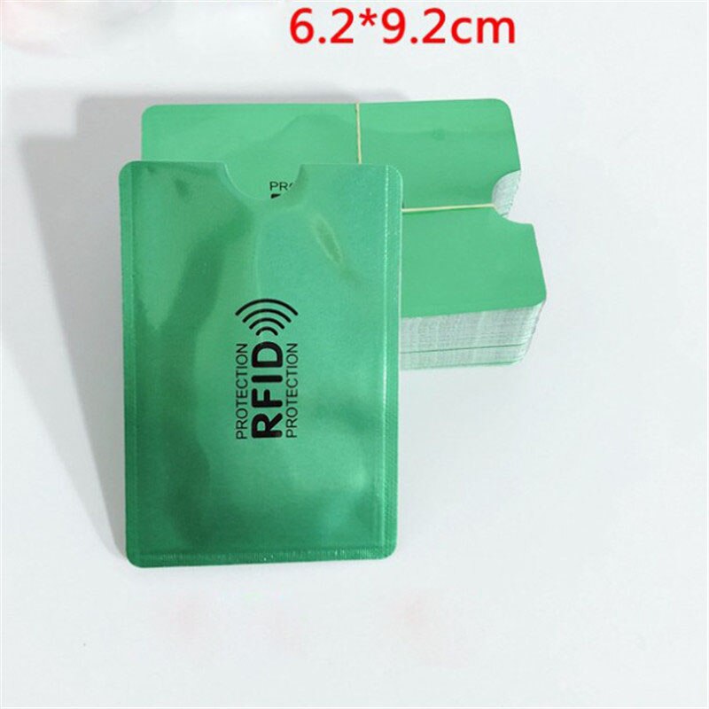 10Pcs Anti Rfid Colorful Blocking Reader Lock Card Holder Id Bank Card Case Protection Metal Aluminium foil Credit Card Holder: Green