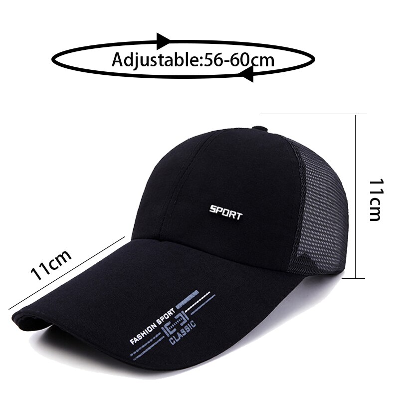 Zomer mesh ademende baseballpet voor heren verstelbare effen zonnehoed voor dames unisex sport snapback pet met klep