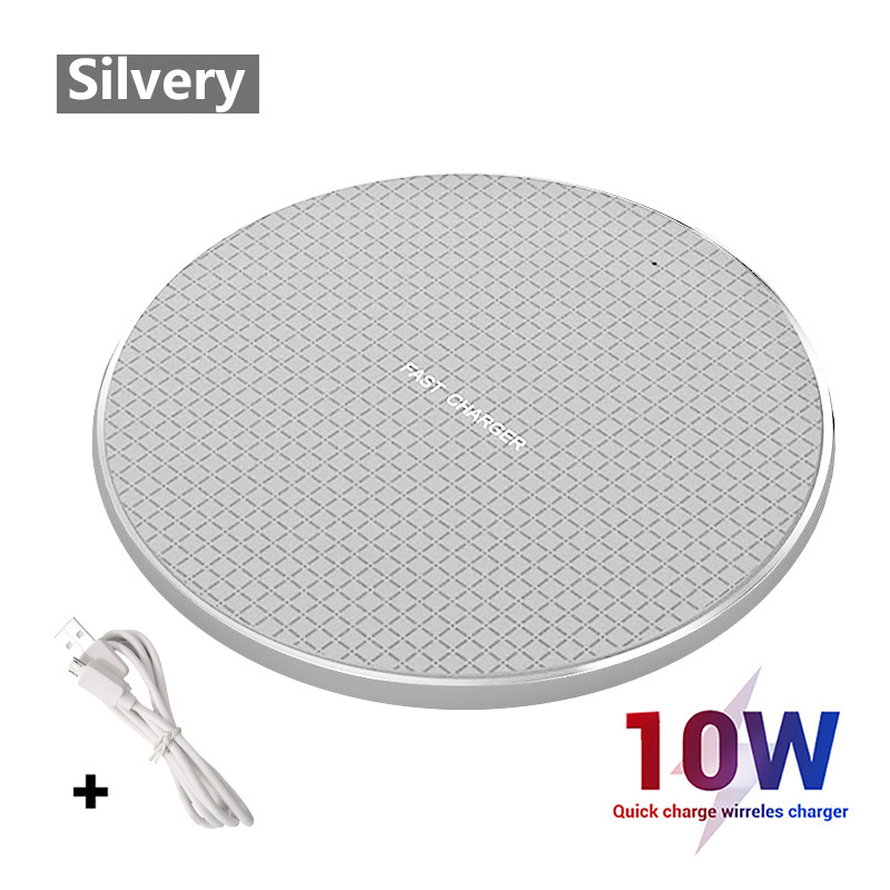 Qi wireless charger 10W For iPhone 13 12 11 Pro Mini XS XR 8 Induction Charging Pad For Samsung S20 S10 Note 20 10: Silvery Qi Wireless