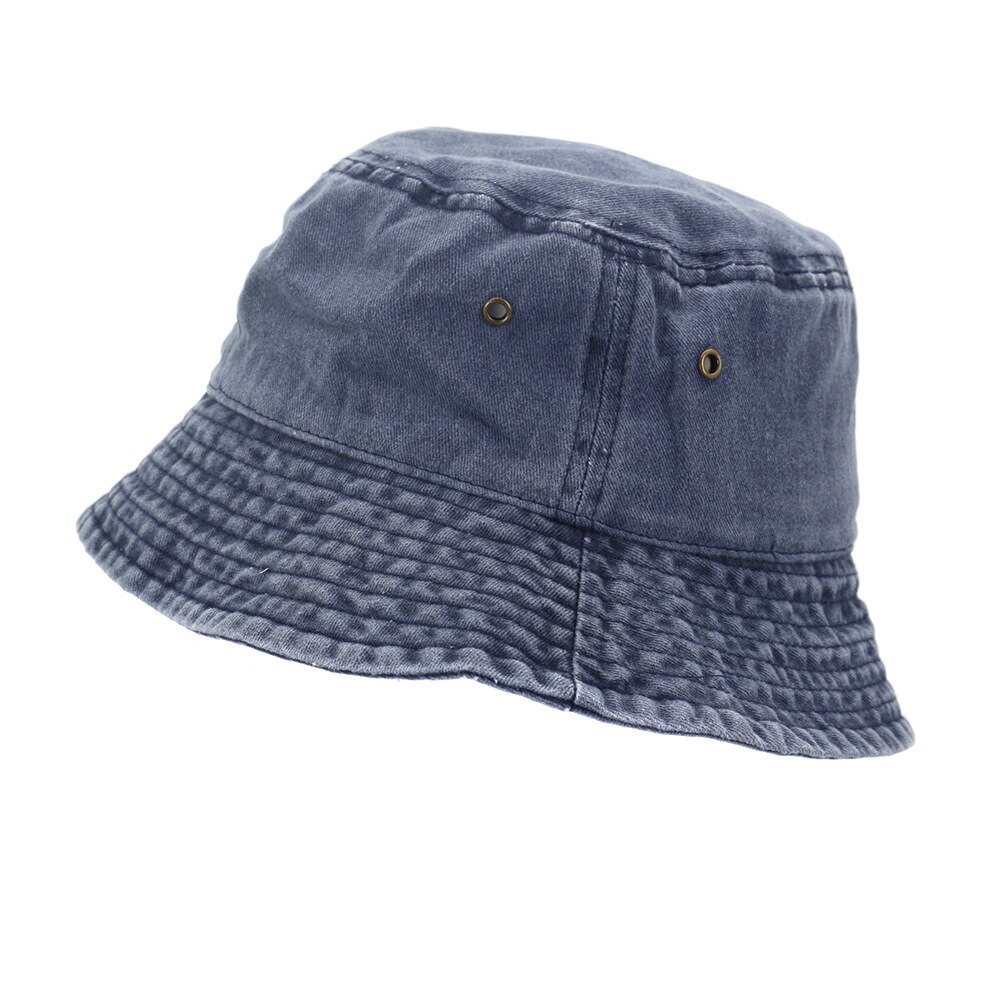 Kvinner løkkuppel folding utendørs sunhade bomull fiskere caps panama strandvasket denim bøttehatter: 5