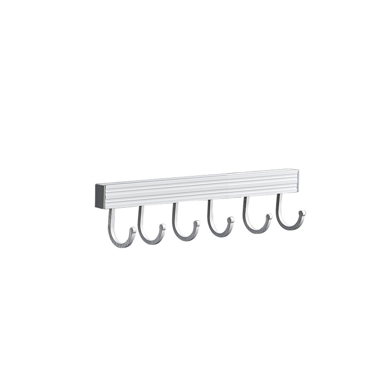 Badkamer Kapstok Muur Gemonteerde Ruimte Aluminium Opslag Hanger Home Kitchen Gratis Punch Lepel Vork Organizer Badkamer Accessoires: 6 hooks