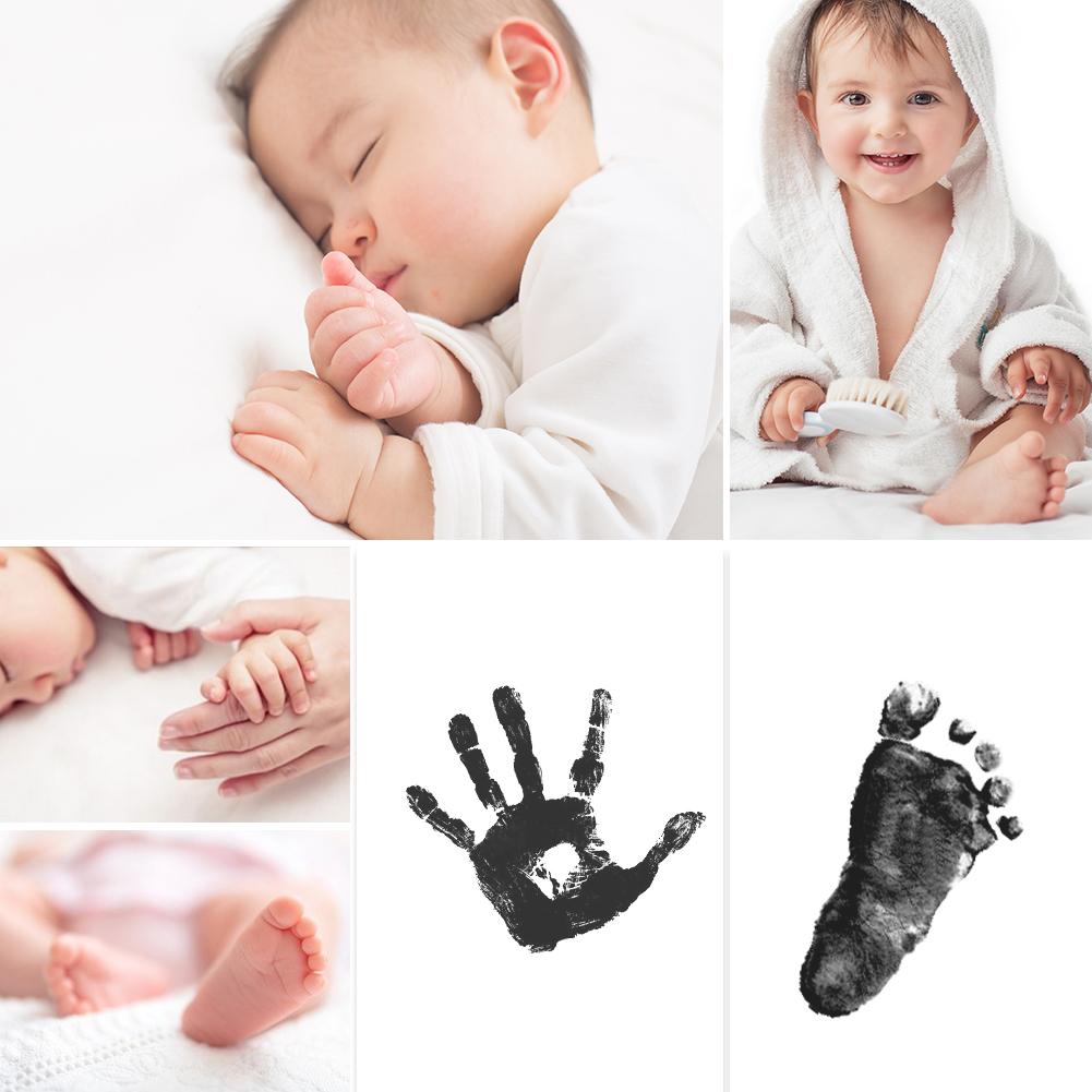 Mimeógrafo no tóxico para bebé, cuidado de papel, huella de mano, Kit de almohadilla de tinta, juguete de fundición para recién nacido, recuerdos de tinta negra, juguete de arcilla infantil para