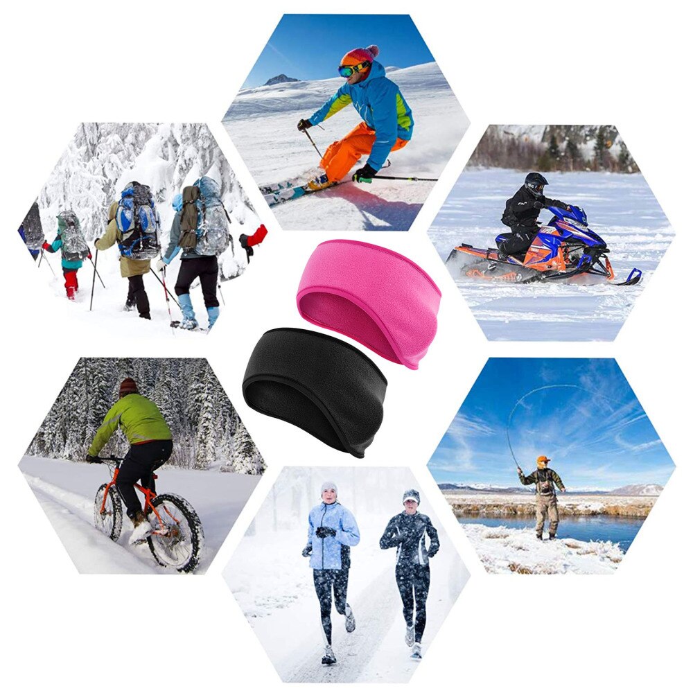 2pcs Autumn Practical Durable Head Wrap Sweatband Sports Headband Ear Warmer for Skiing