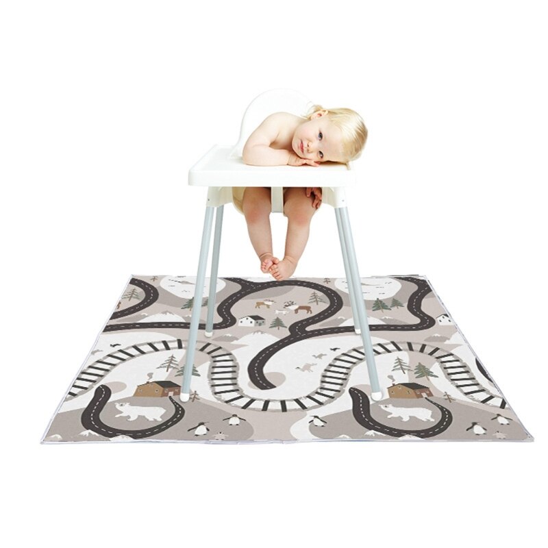 Alfombra de suelo para trona, tapete de juego para gatear para bebé, arte, atrapador de comida, a prueba de fugas, novedad de: 6