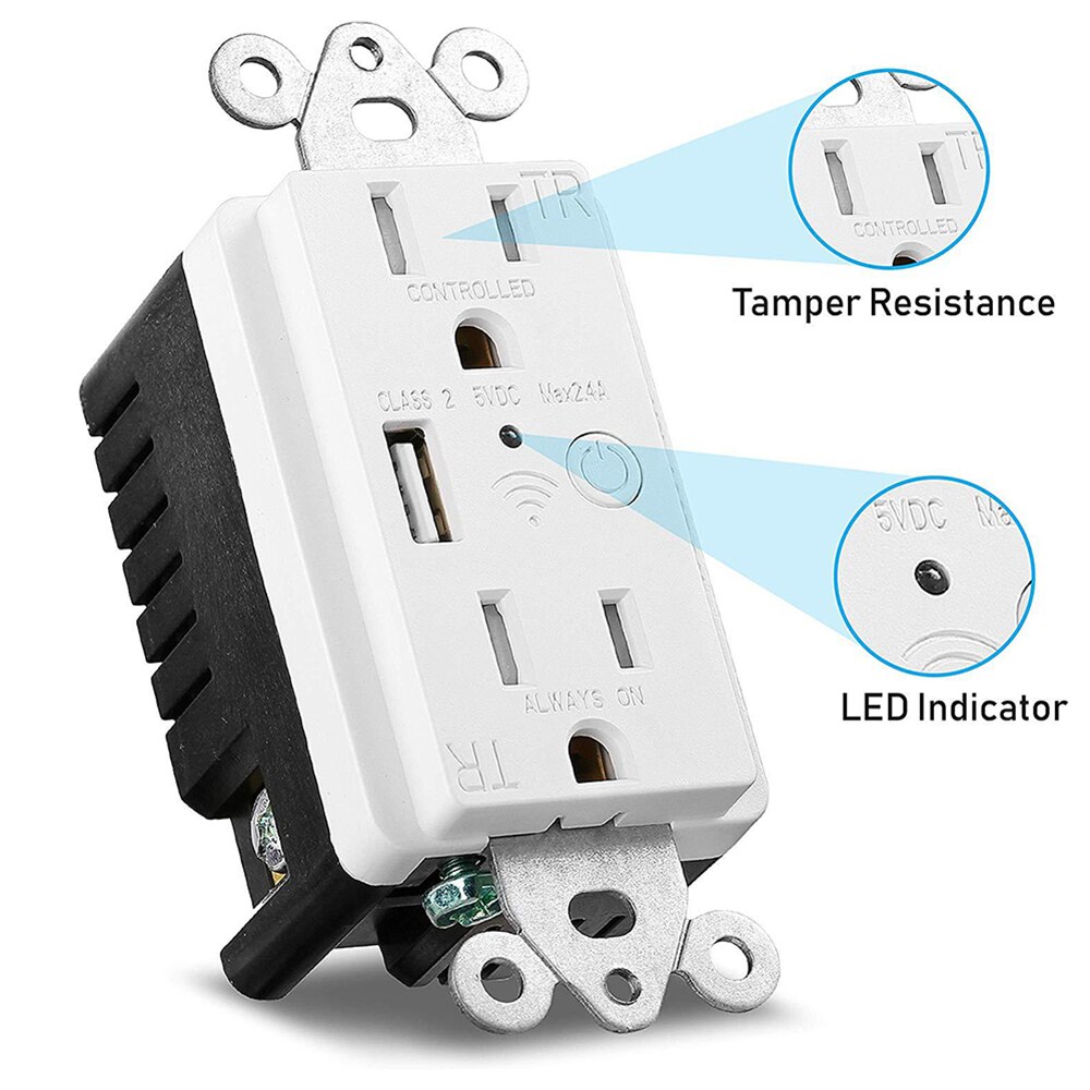 Wireless Router Outlet Smart WiFi USB Wall Outlet US Electrical 2 Way Soc... – Grandado