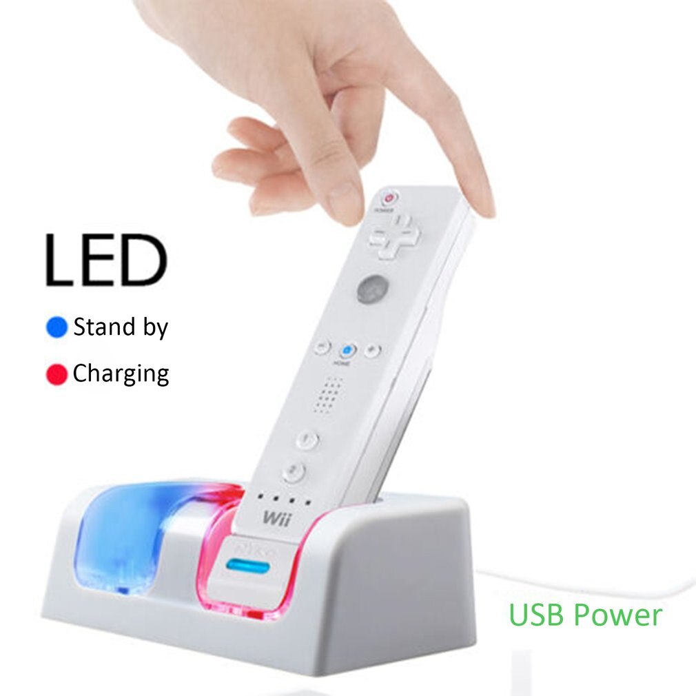 Para Nintendo WII mando a distancia cargador Estación De Carga + 2 baterías accesorios de juego