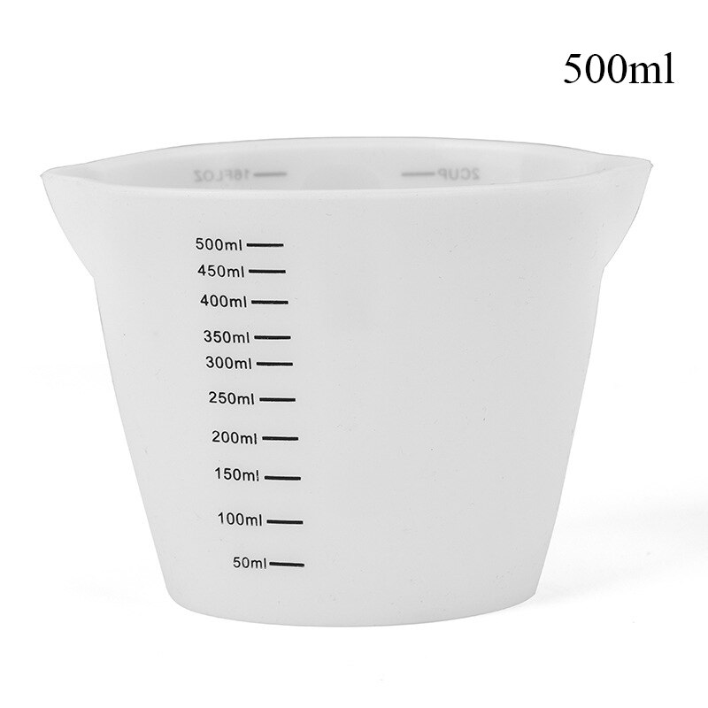 Reusable Measuring Cup Silicone Metering Cup 250ml/500ml Visual Scale Resin Mixing Cup Liquid Measure Casting Molds Eco-Friendly: white 500ml