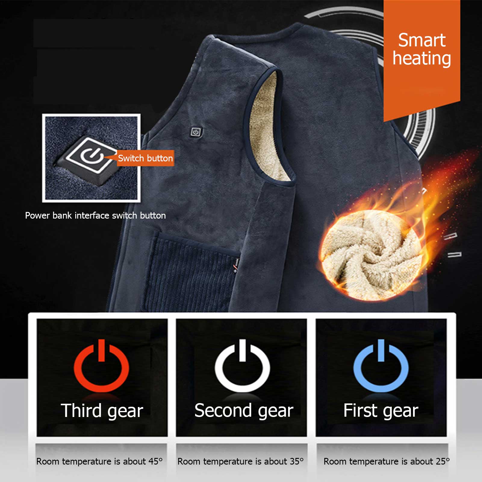 Fleece Heated Vest Jacket Men Women Coat Clothes Intelligent Electric Heating Thermal Warm Clothes Winter Heated
