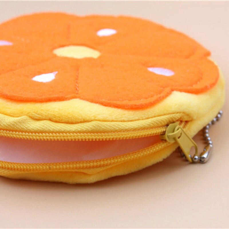 Owoce Kawaii pluszowa portmonetka dzieci zamek błyskawiczny małe drobne torebka portfel kobiety etui portfel dziewczyna mini krótkie etui na monety portfel