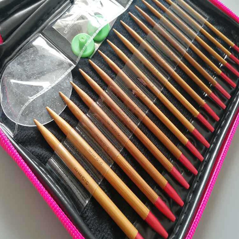 uncinetto Sciarpa FAI DA TE Circolare di Lavoro A Maglia di Lavoro Manuale Intercambiabili di Tessitura con Il Caso Maglione fa per Cucire kit Anello Di Bambù Carbonizzato