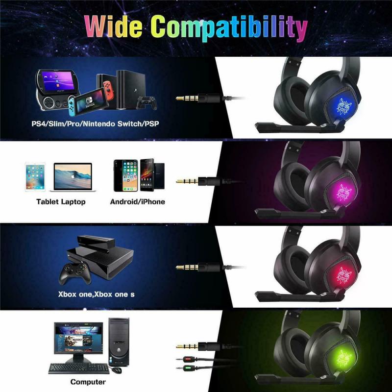 K19 3.5mm Jack Wired Headset RGB LED Mobile Phone Computer Gaming Headphones For PC Laptop For PS4 PlayStation 4 NS Switch