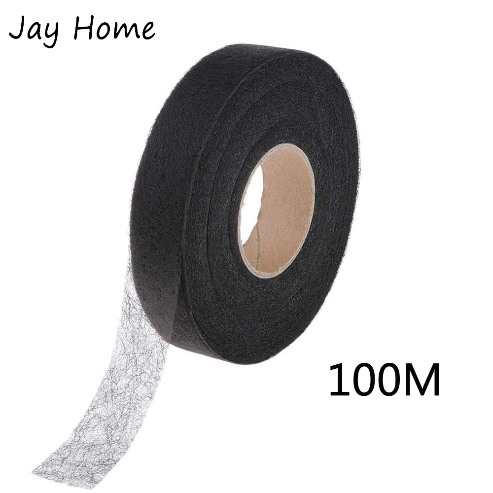 100M Iron-on Hemming Tape Fabric Fusing Tape Double Sided Fusible Bonding Web Adhesive Tape for Clothes Jeans Pants Sewing Tools