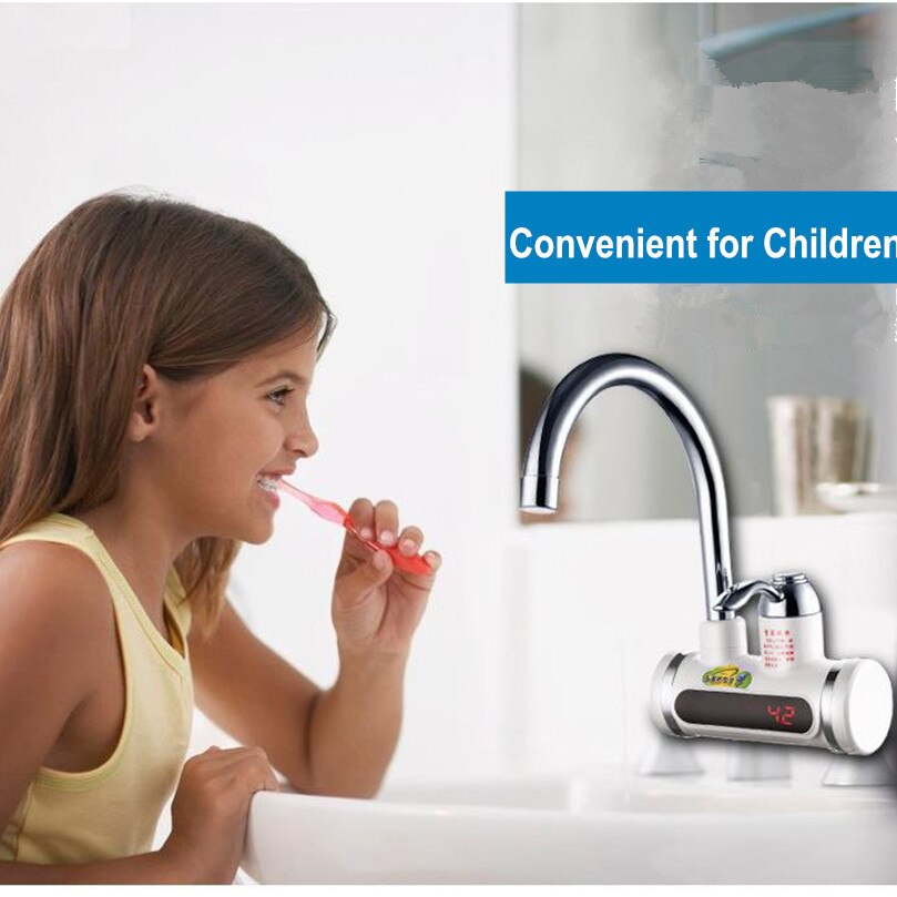 Kitchen Tankless Water Heater 220V 3000W Electric Faucet Boiler Water Electric Heating Tap Element with Temperature Display