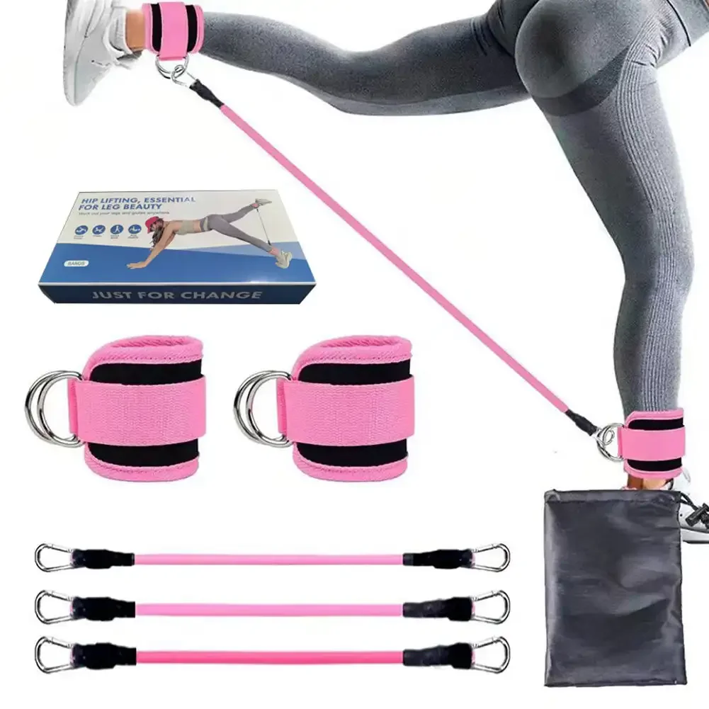 Ankle Straps Resistance Bands Set Fitness Workout Exercise Equipment Ankle Weight Yoga Elastic Fitness Band For Gym Man Woman: WHITE