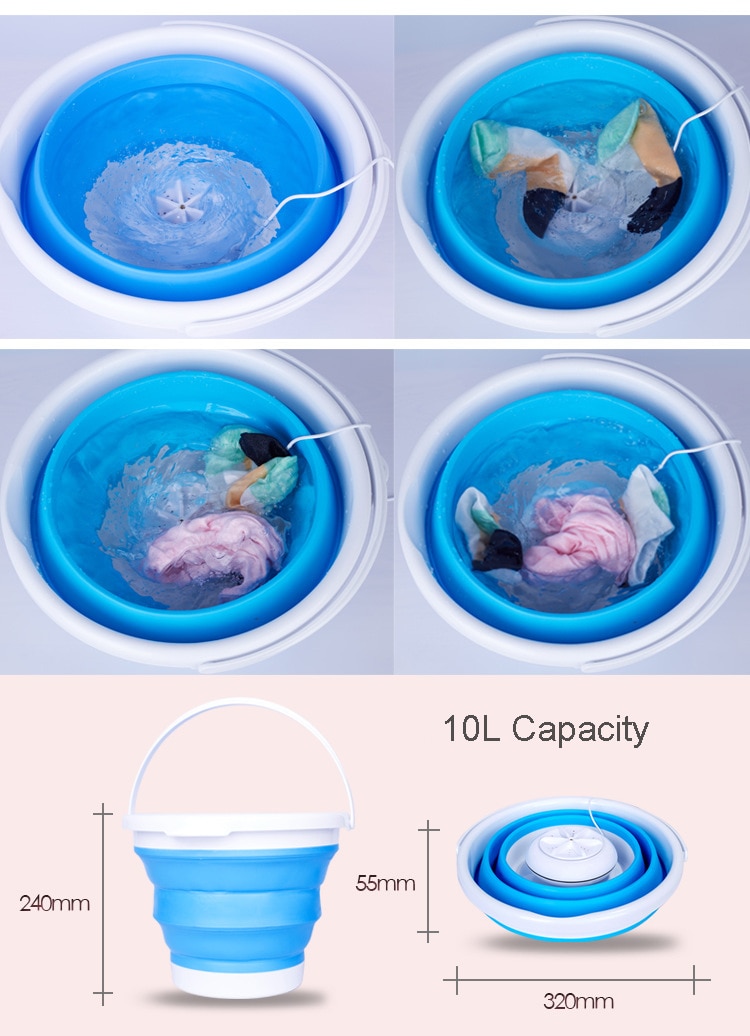 Falten-badewanne Mini Waschmaschine Ultraschall Reinigung Kleine Tragbare Unterlegscheibe USB Schlafsaal Mini Wäsche Maschine mit Klapp Fass