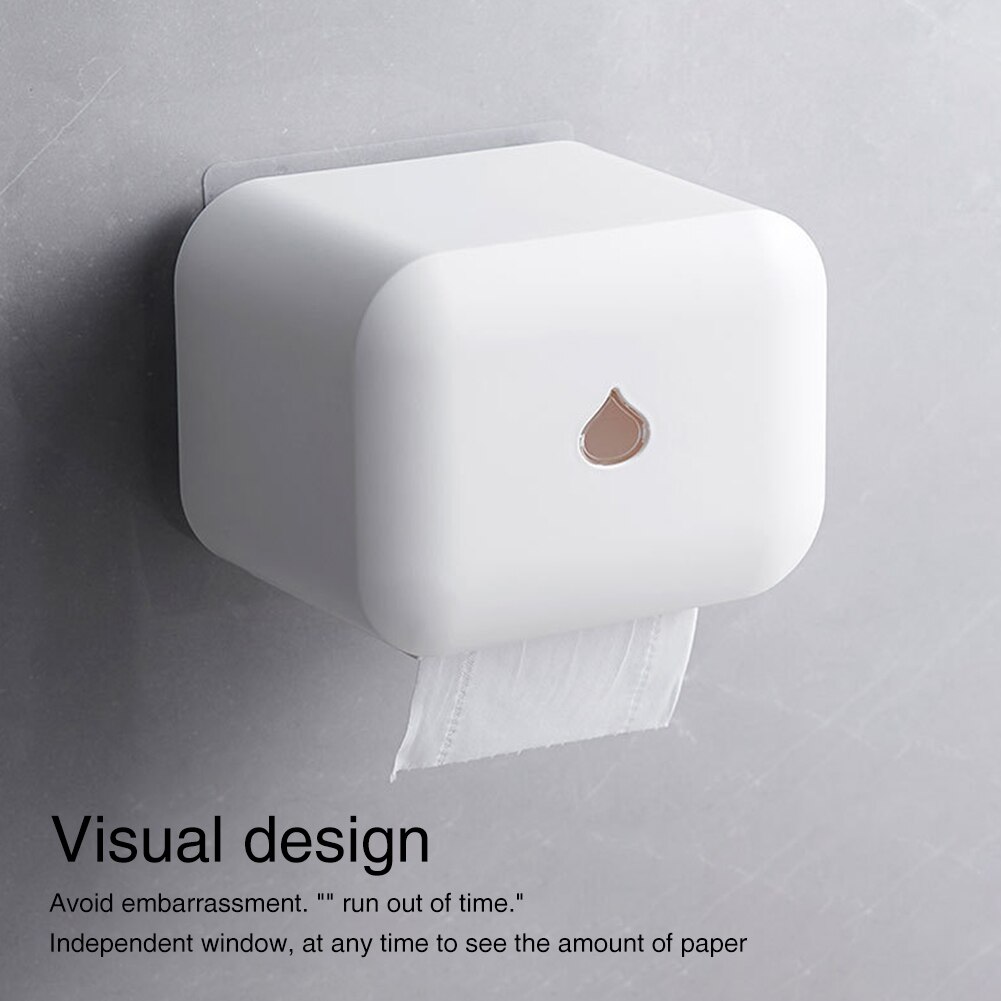 Toilet Waterproof Roll Paper Holder Wall Mounted Self Adhesive Box Tissue Box Bathroom Paper Container With Cover