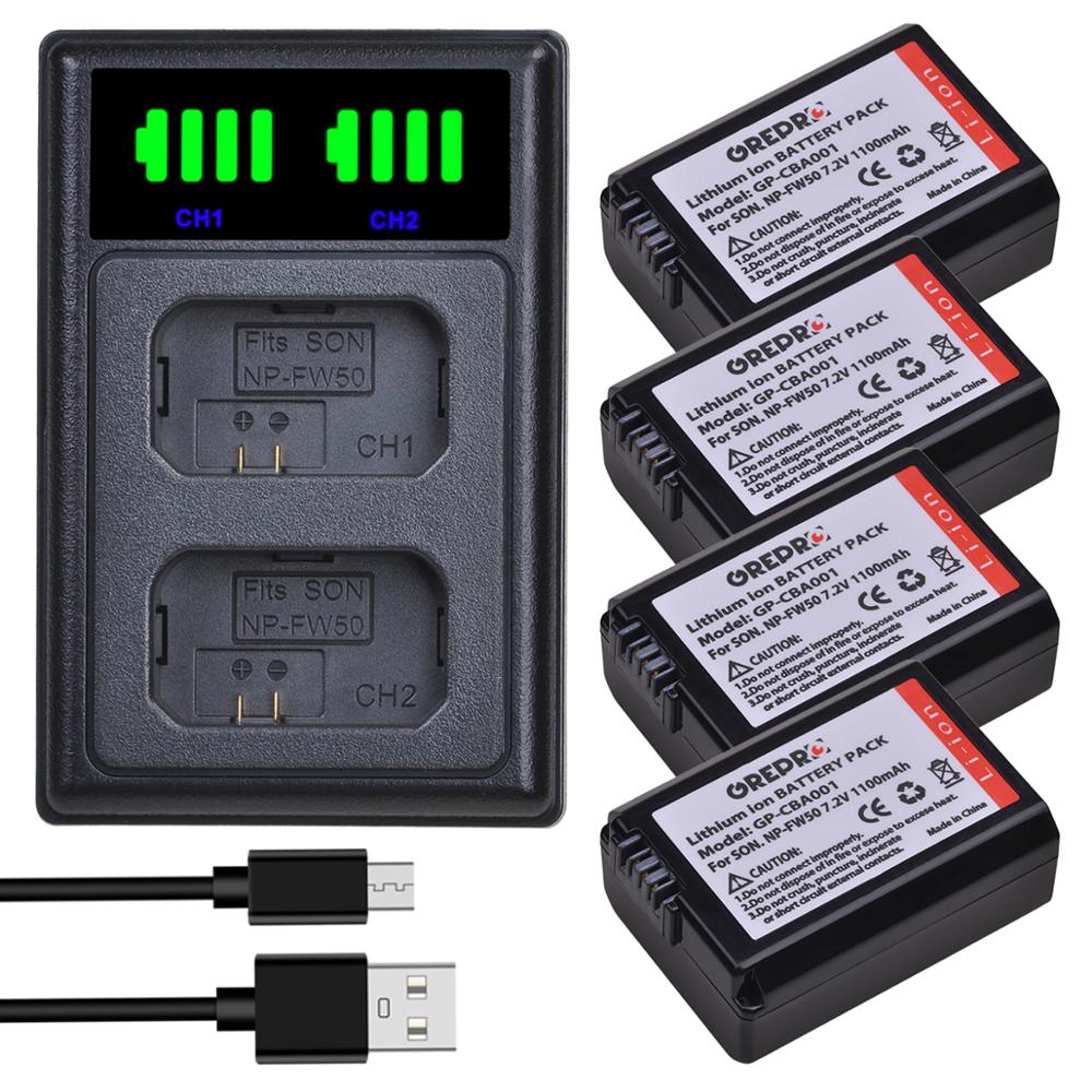 3 pièces NP-FW50 NP FW50 batterie + LED double chargeur avec port type-c pour Sony Alpha a6500 a6300 a6000 a7 7R a7R a7R II a7II NEX-3: 4B with Charger