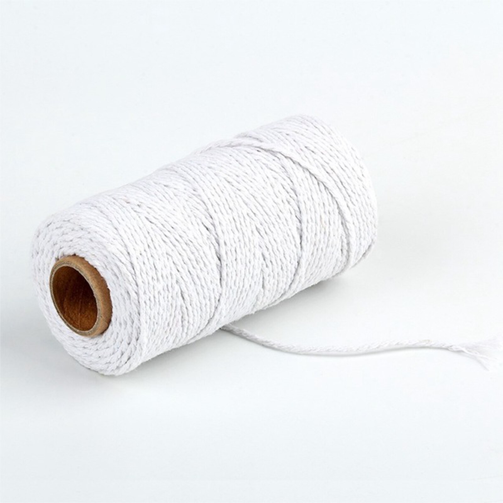 Touw Twisted Cord Kleurrijke Koord Katoenen Draad Diy Party Bruiloft Decoratie Handgemaakte Craft Home Textiel 100M Macrame Koord: WHITE